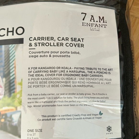 NWT 7am Enfant K Poncho carrier, car seat and stroller cover - black - Picture 4 of 8